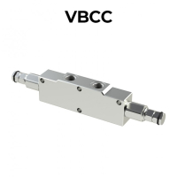 Double counterbalance valve in-line for closed center VBCC